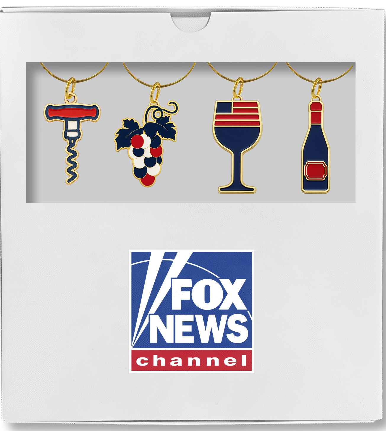 FOX News Wine Glass Charms — Set of 4 (Gift Box)