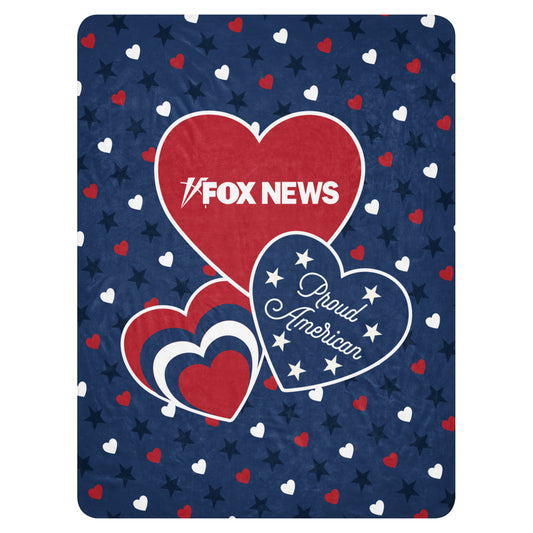 FOX News Proud American Hearts And Stars Blanket 60 in x 80 in