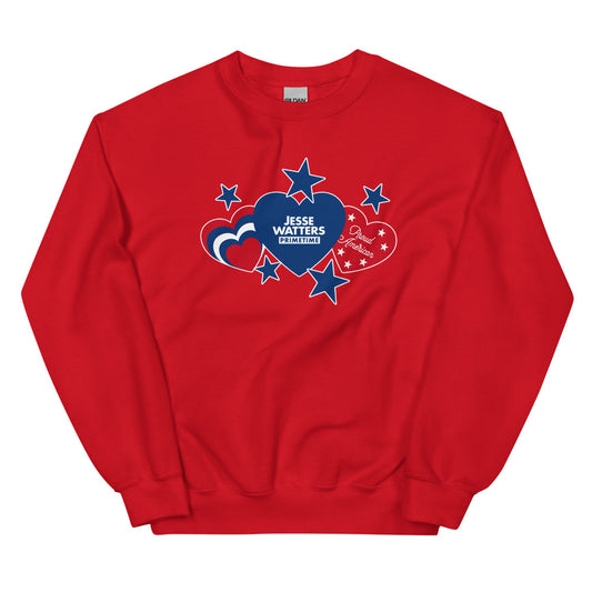 Jesse Watters Hearts And Stars Sweatshirt Red