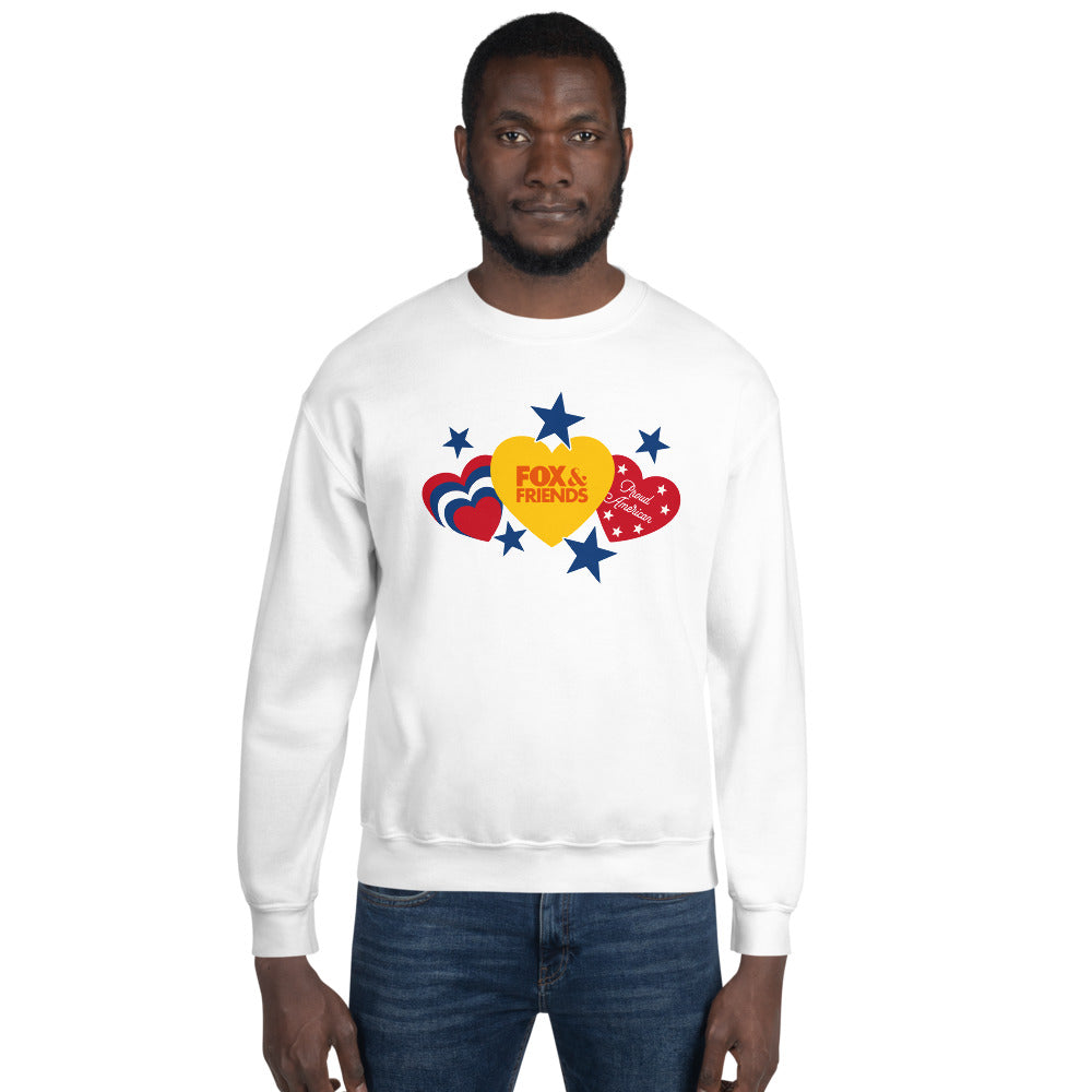 FOX & Friends Proud American Hearts And Stars Sweatshirt
