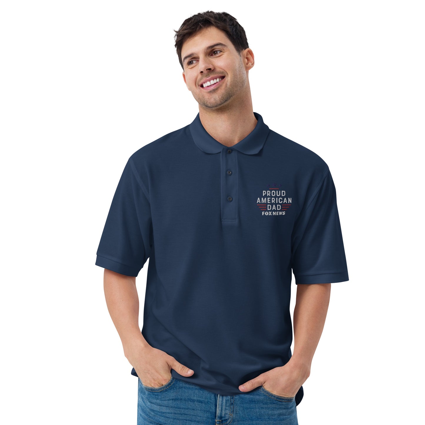 FOX News Proud American Dad Embroidered Polo Shirt