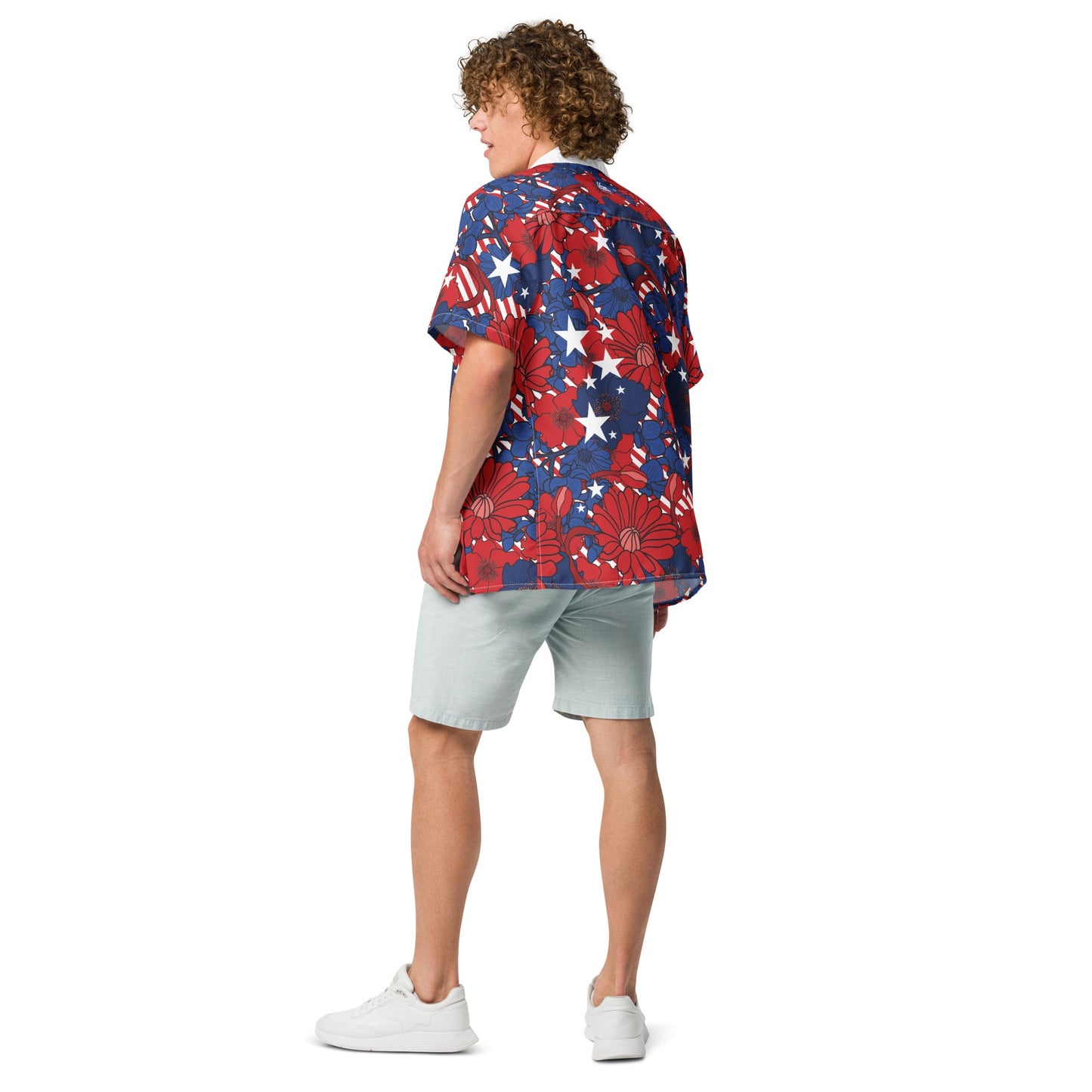 FOX News Stars & Stripes Floral Hawaiian Button-Up Shirt