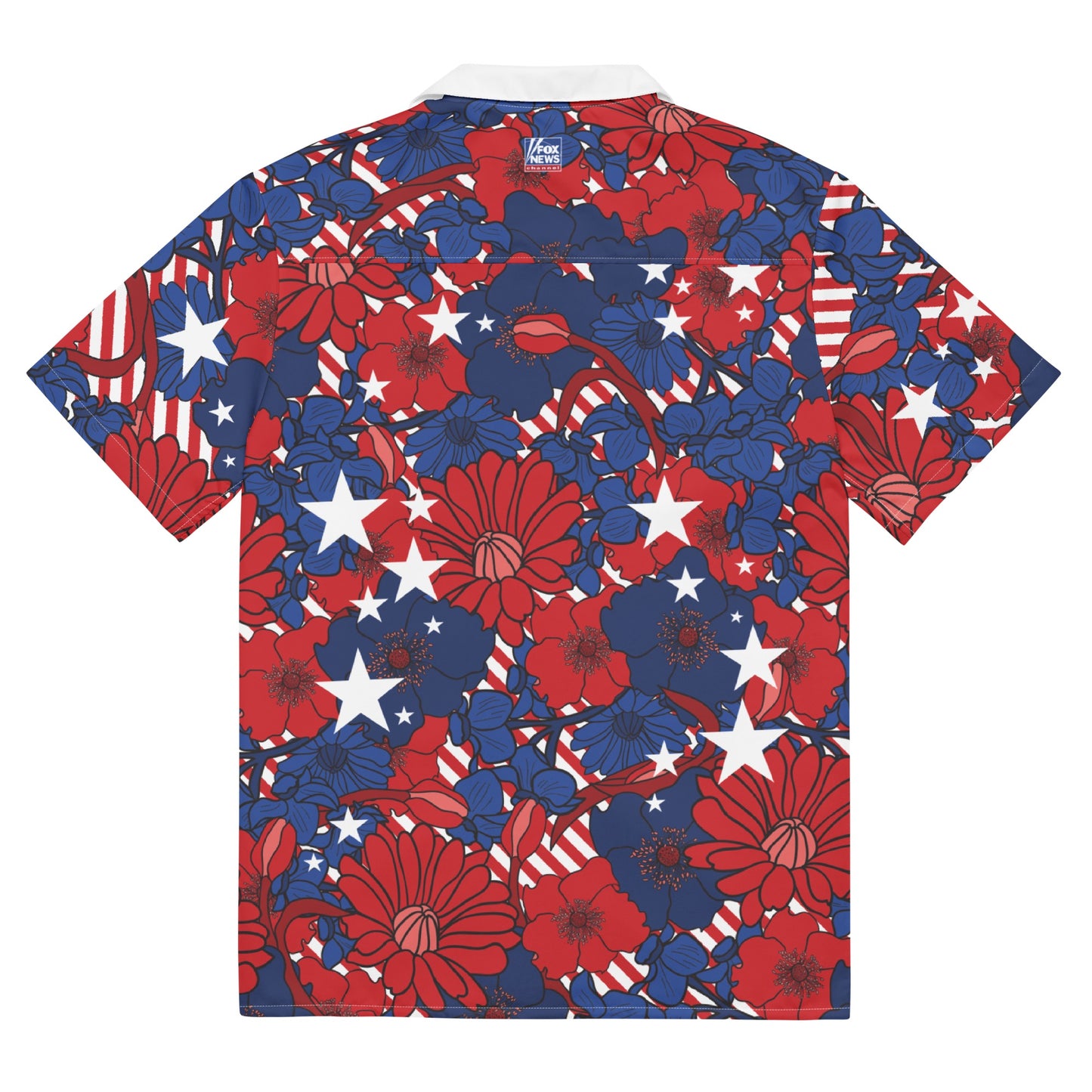 FOX News Stars & Stripes Floral Hawaiian Button-Up Shirt