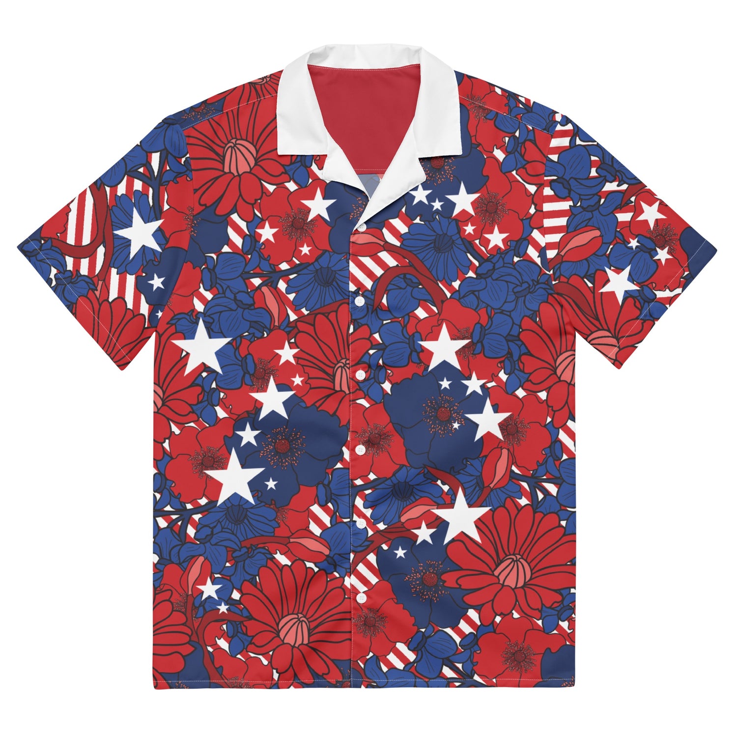 FOX News Stars Stripes Floral Hawaiian Shirt