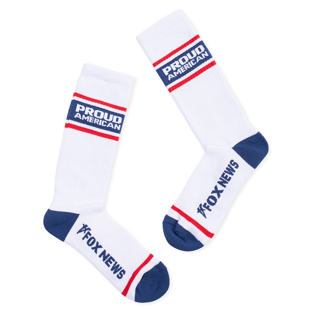 FOX News Proud American Athletic Socks (White)