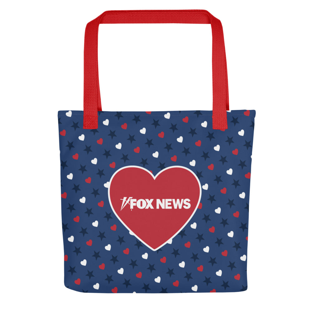 Fox News Proud American Hearts And Stars Tote Bag Red Handles
