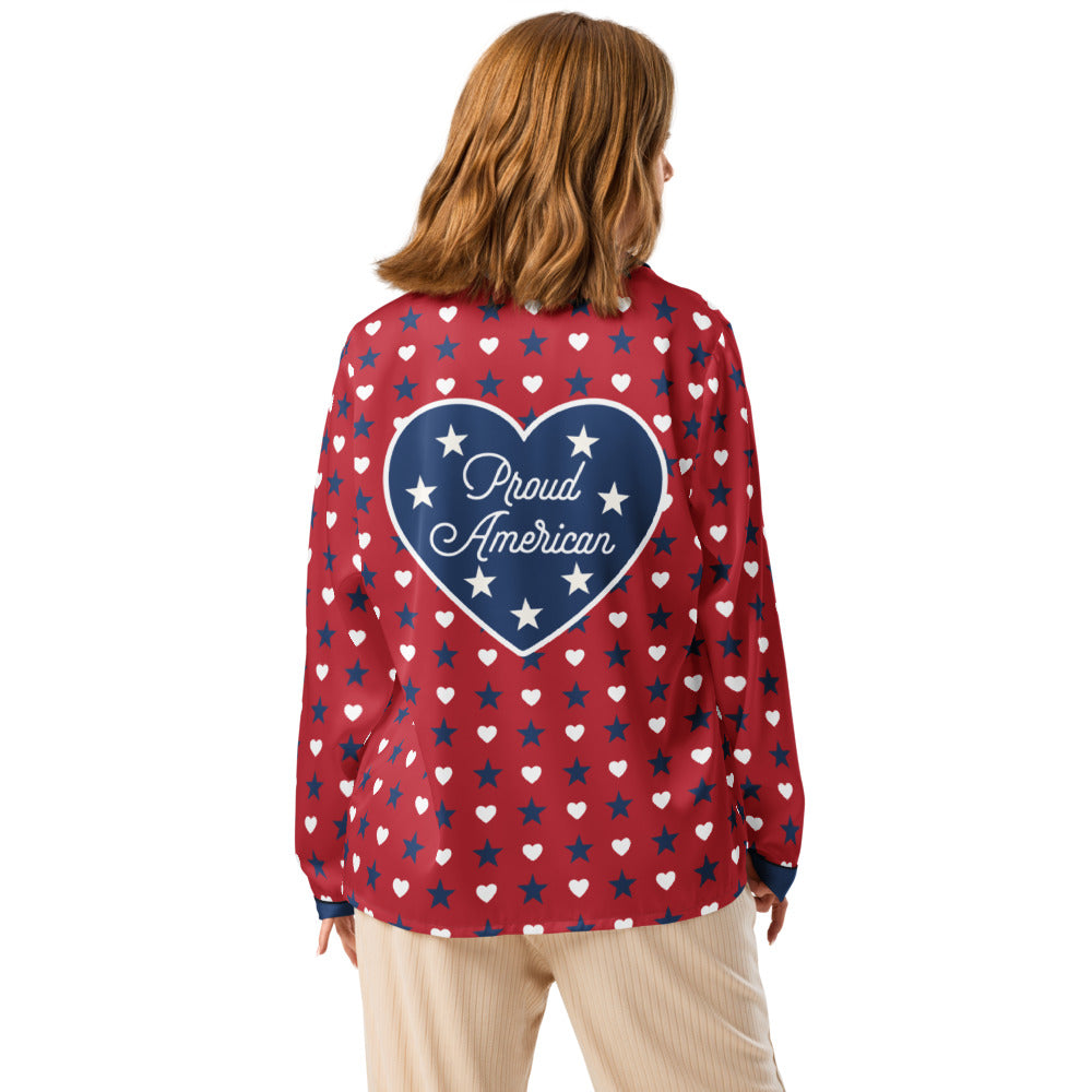 FOX News Proud American Hearts And Stars Women's Long Sleeve Pajama Top
