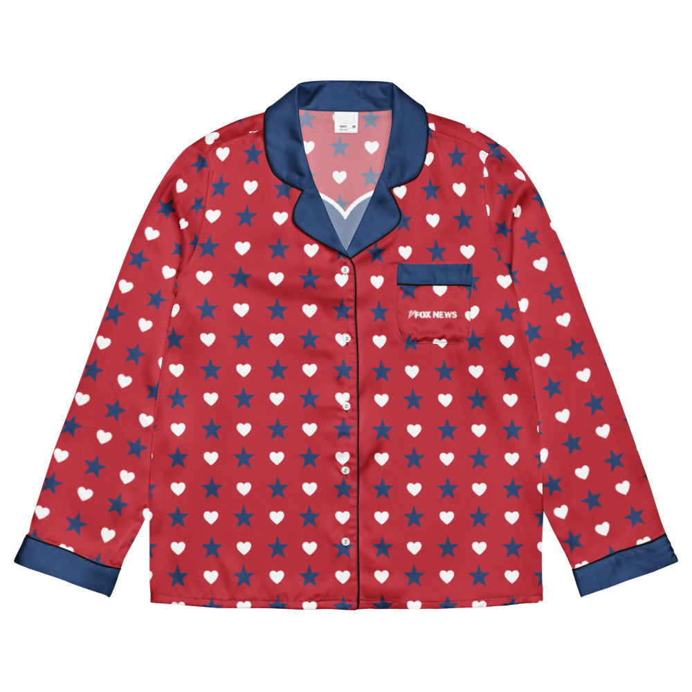 FOX News Proud American Hearts And Stars Women's Long Sleeve Pajama Top