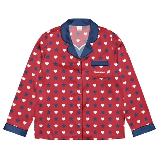 FOX News Proud American Hearts And Stars Women's Long Sleeve Pajama Top
