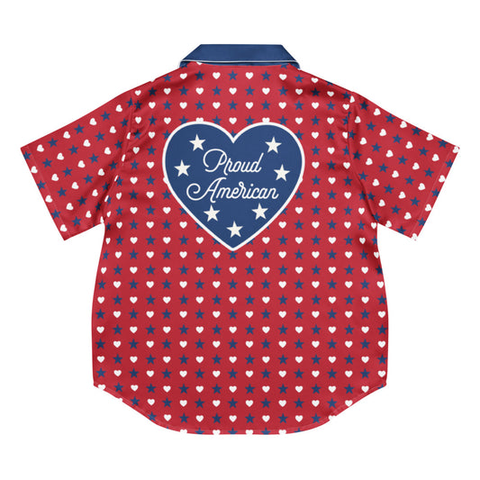 FOX News Proud American Hearts And Stars Women's Pajama Top Short Sleeve White