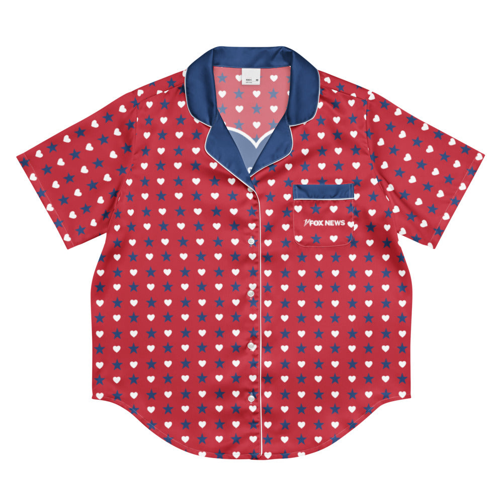 FOX News Proud American Hearts And Stars Women's Short Sleeve Pajama Top