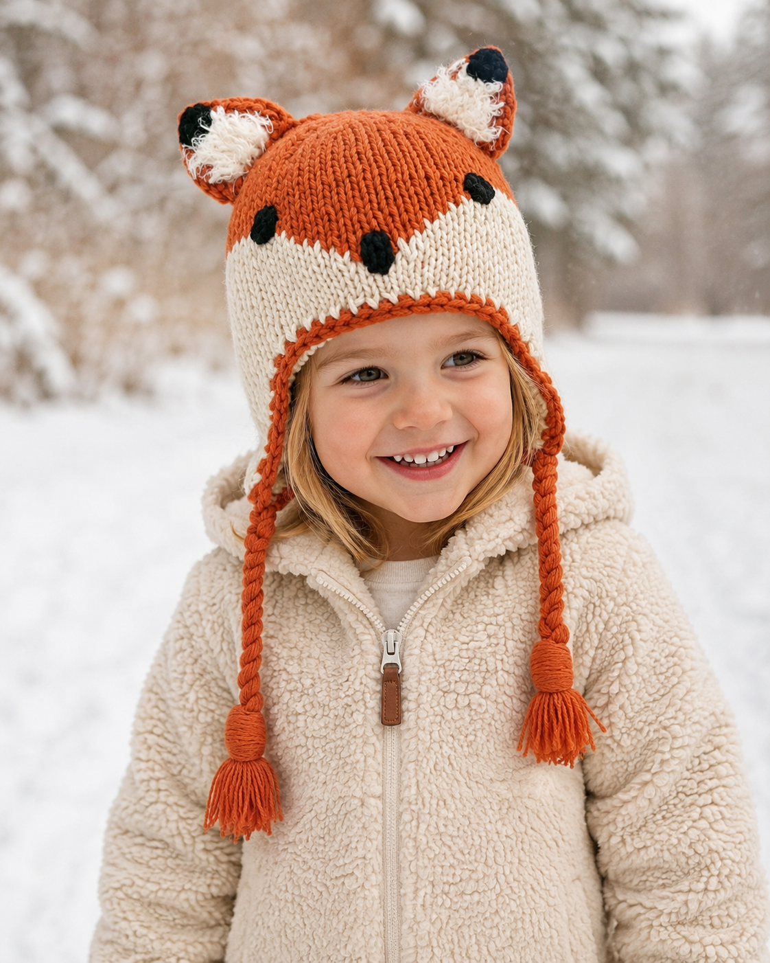 Fox Kids Hand Knit Winter Beanie-2