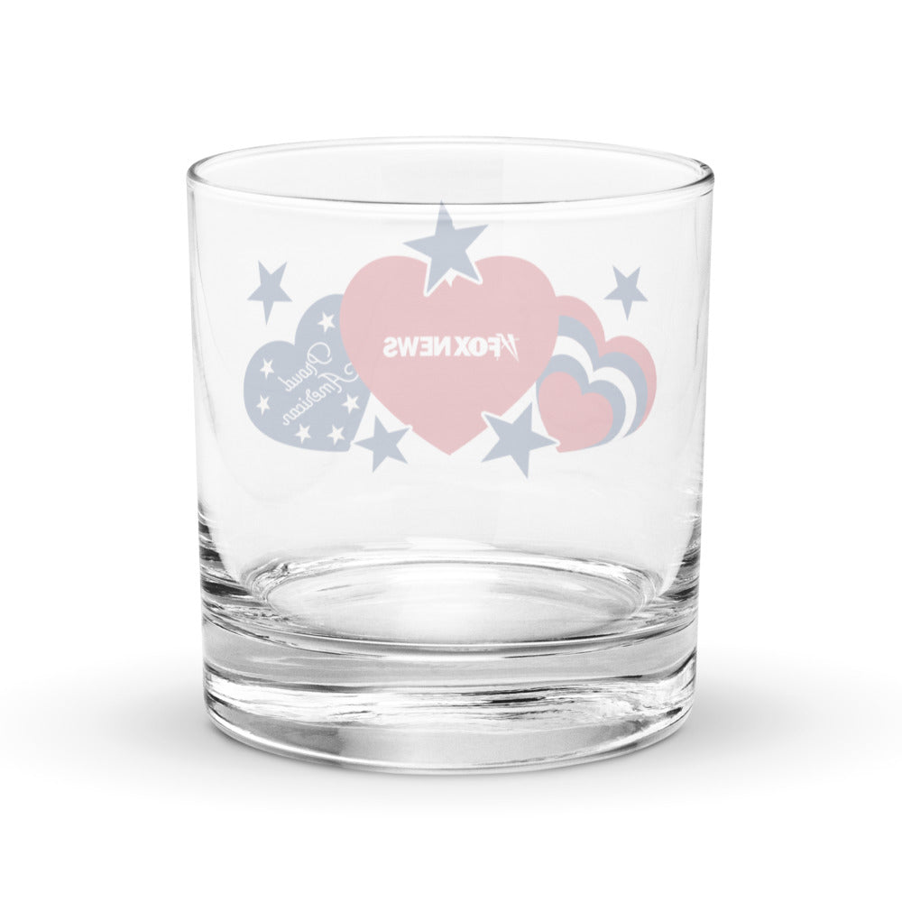 FOX News Proud American Hearts And Stars Rocks Glass