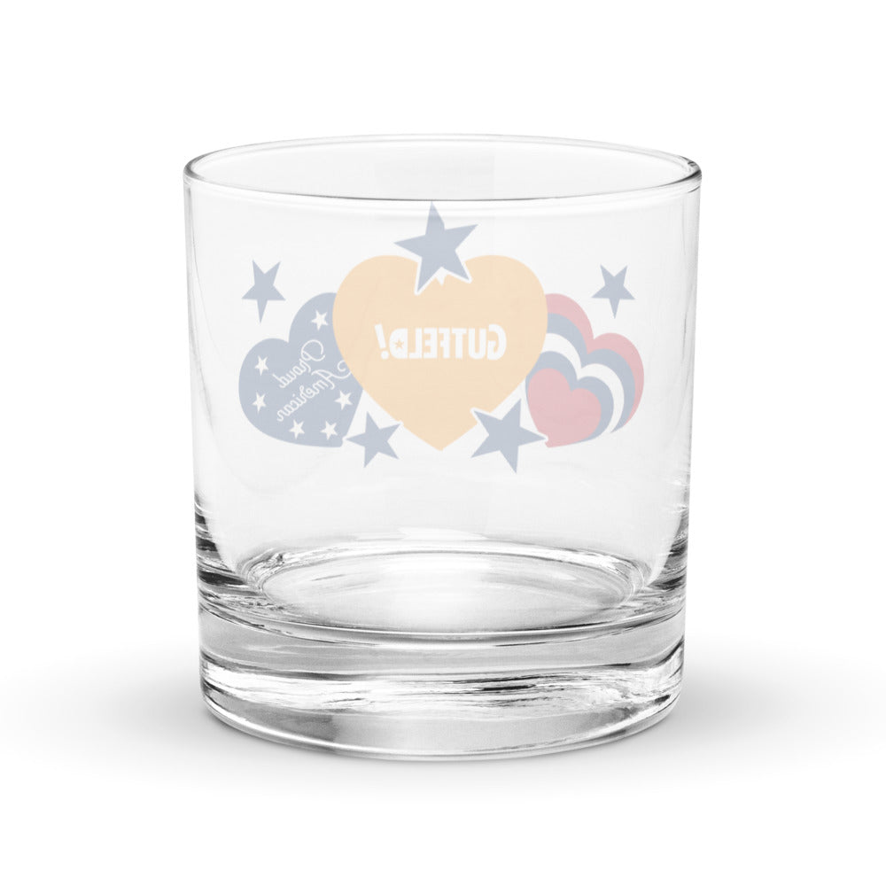 Gutfeld! Proud American Hearts And Stars Rocks Glass