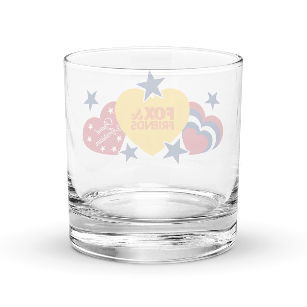 FOX & Friends Proud American Hearts And Stars Rocks Glass