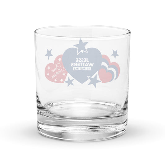 Jesse Watters Proud American Hearts And Stars Rocks Glass