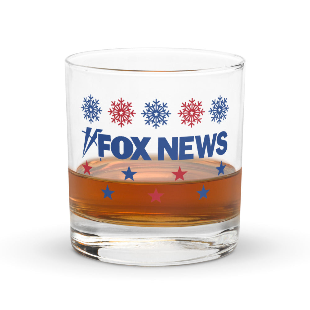 FOX News Holiday Snowflakes Rocks Glass