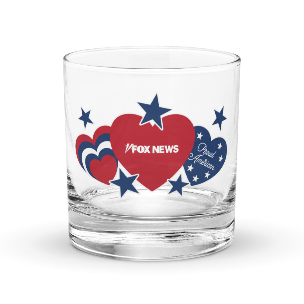 FOX News Hearts And Stars Rocks Glass