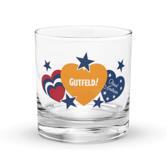 Gutfeld! Hearts And Stars Rocks Glass