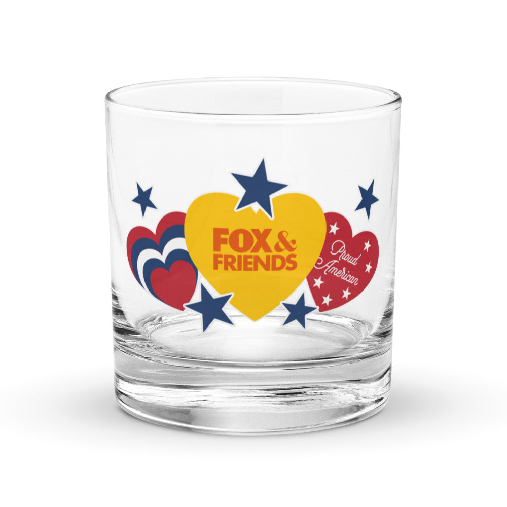 Fox & Friends Hearts And Stars Rocks Glass
