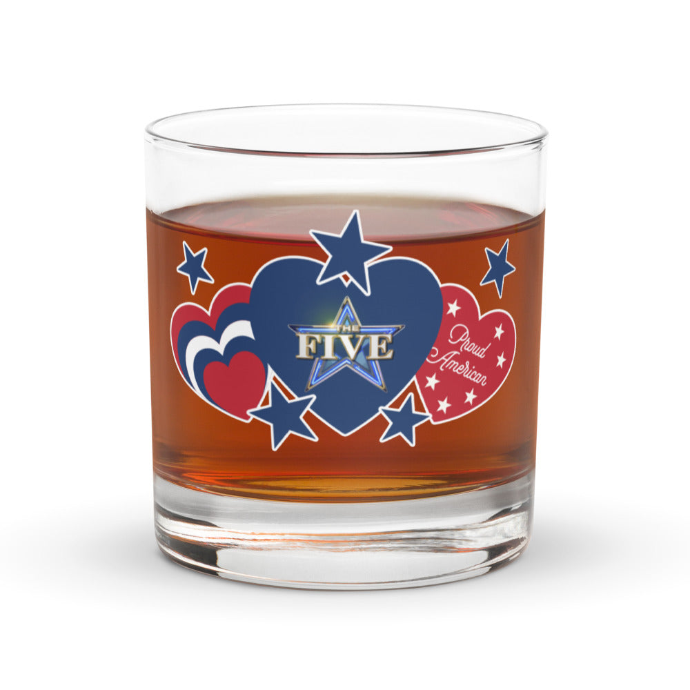 The Five Proud American Hearts And Stars Rocks Glass