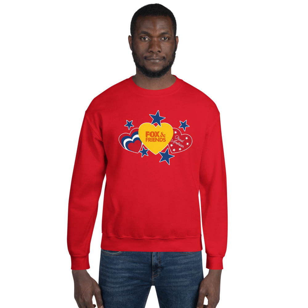 FOX & Friends Proud American Hearts And Stars Sweatshirt