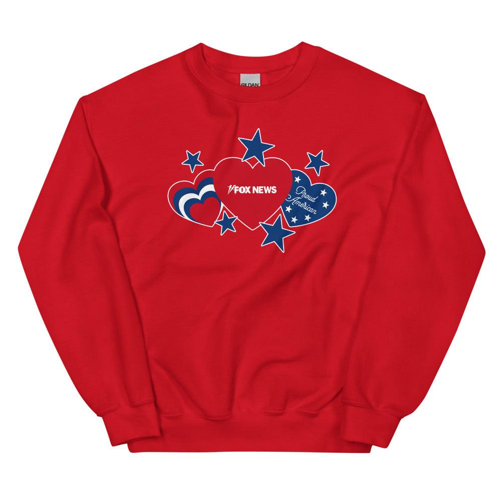 Fox News Hearts And Stars Sweatshirt Red
