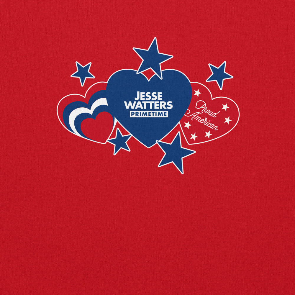 Jesse Watters Proud American Hearts And Stars Sweatshirt