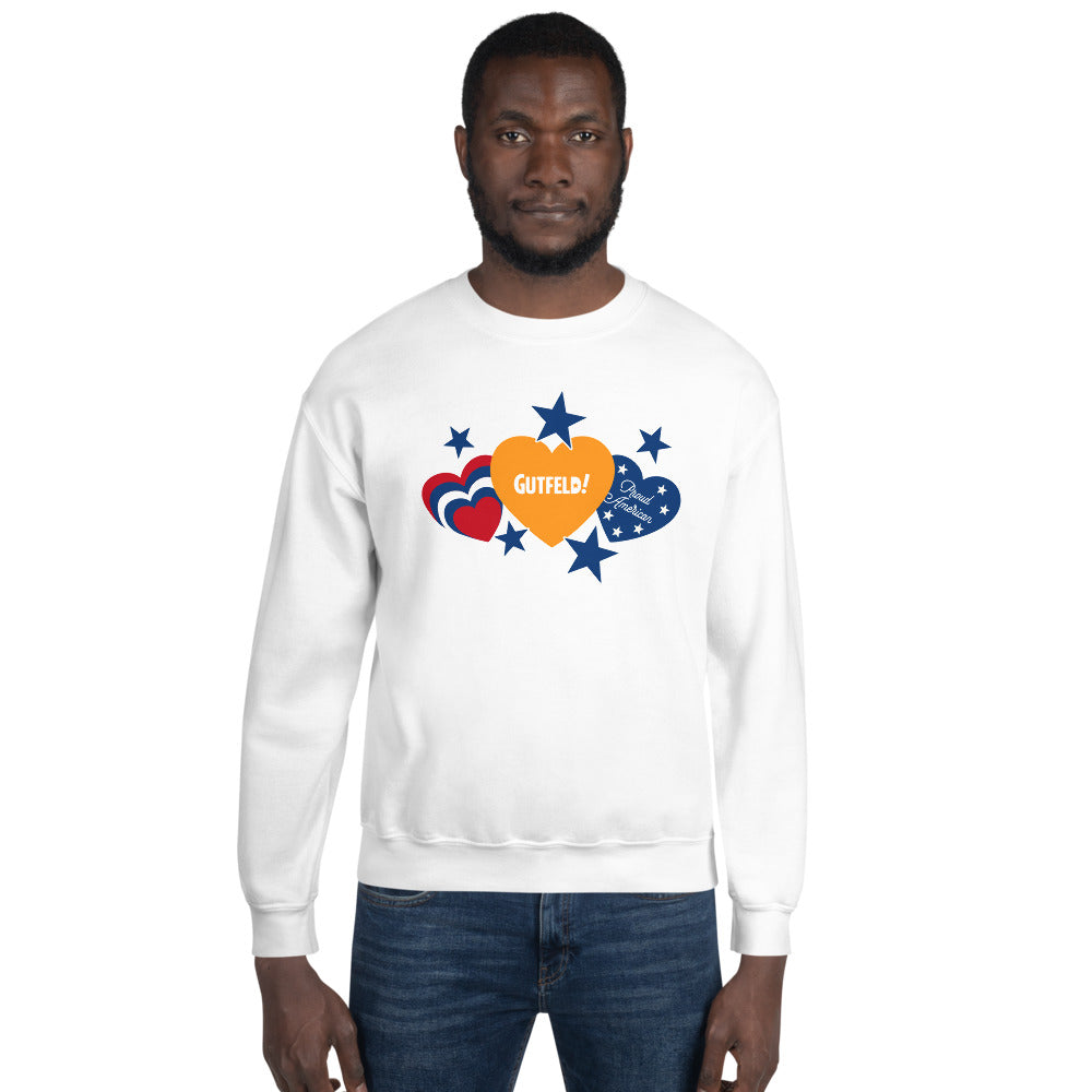 Gutfeld! Proud American Hearts And Stars Sweatshirt