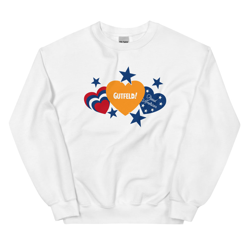 Gutfeld! Hearts And Stars Sweatshirt White