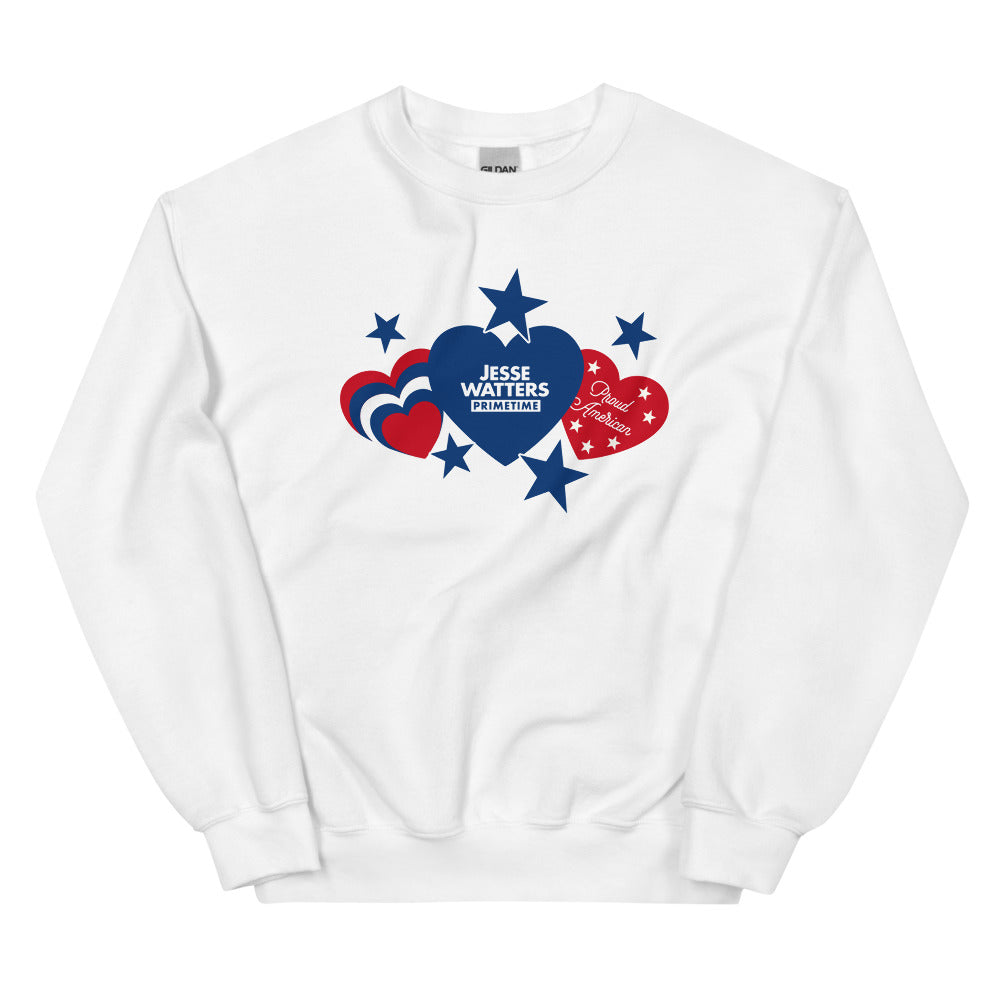 Jesse Watters Hearts And Stars Sweatshirt White