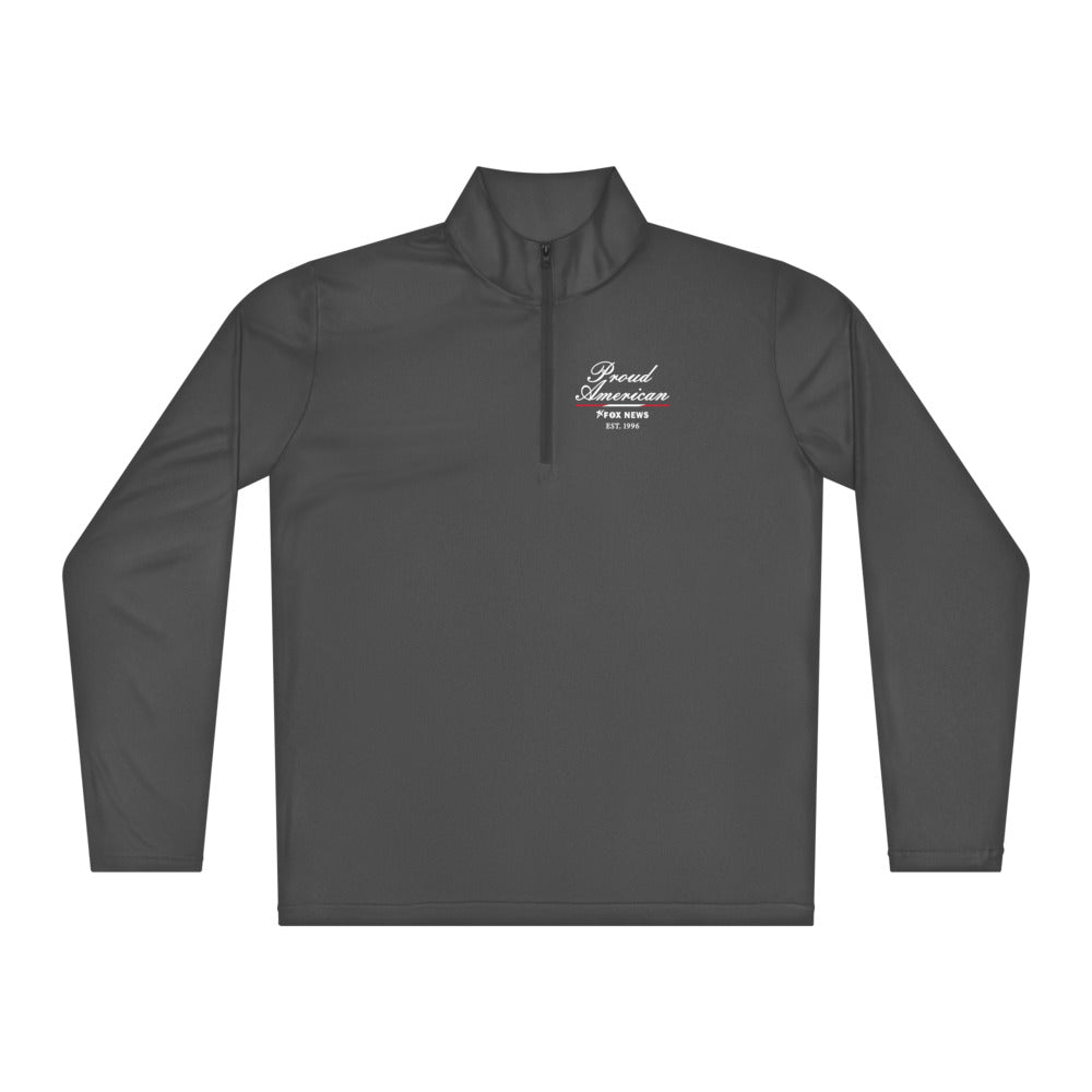FOX News Quarter Zip Pullover Proud American Iron Grey