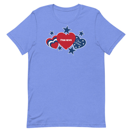 Fox News Proud American Hearts And Stars T-Shirt Heather Columbia Blue