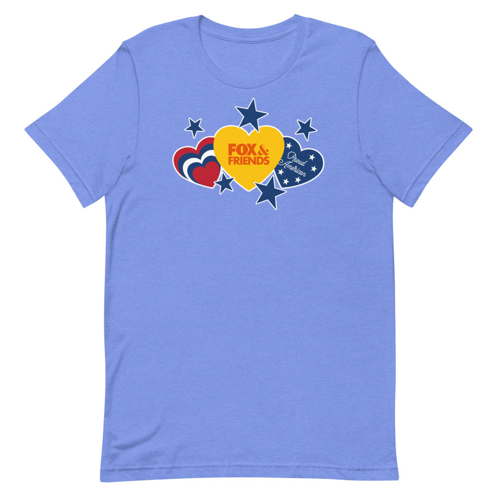 Fox & Friends Hearts And Stars T-Shirt Heather Columbia Blue