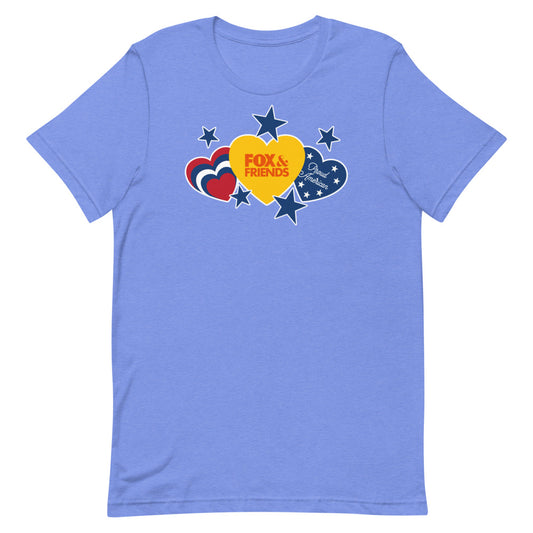 Fox & Friends Hearts And Stars T-Shirt Heather Columbia Blue