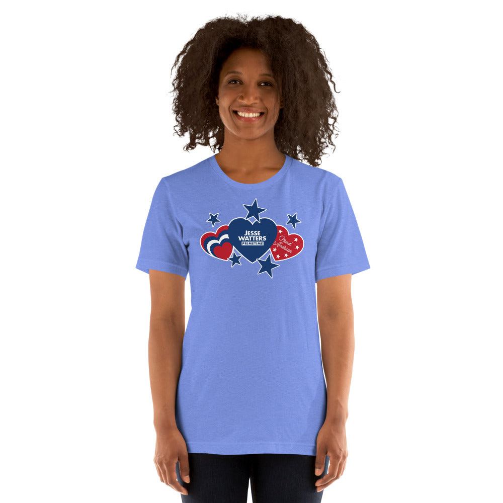 Jesse Watters Proud American Hearts And Stars T-Shirt