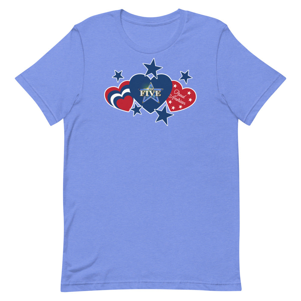 The Five Hearts And Stars T-Shirt Heather Columbia Blue