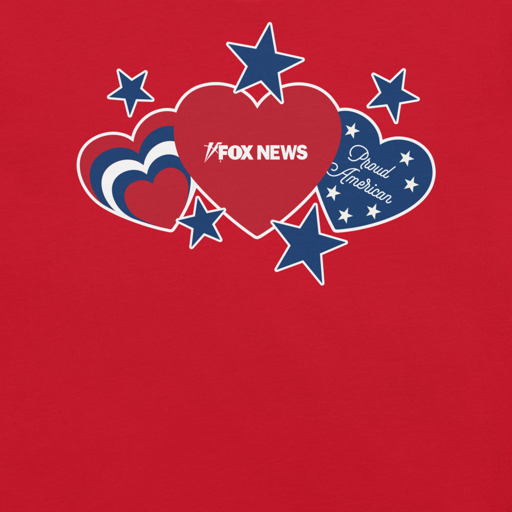 Fox News Proud American Hearts And Stars T-Shirt Red