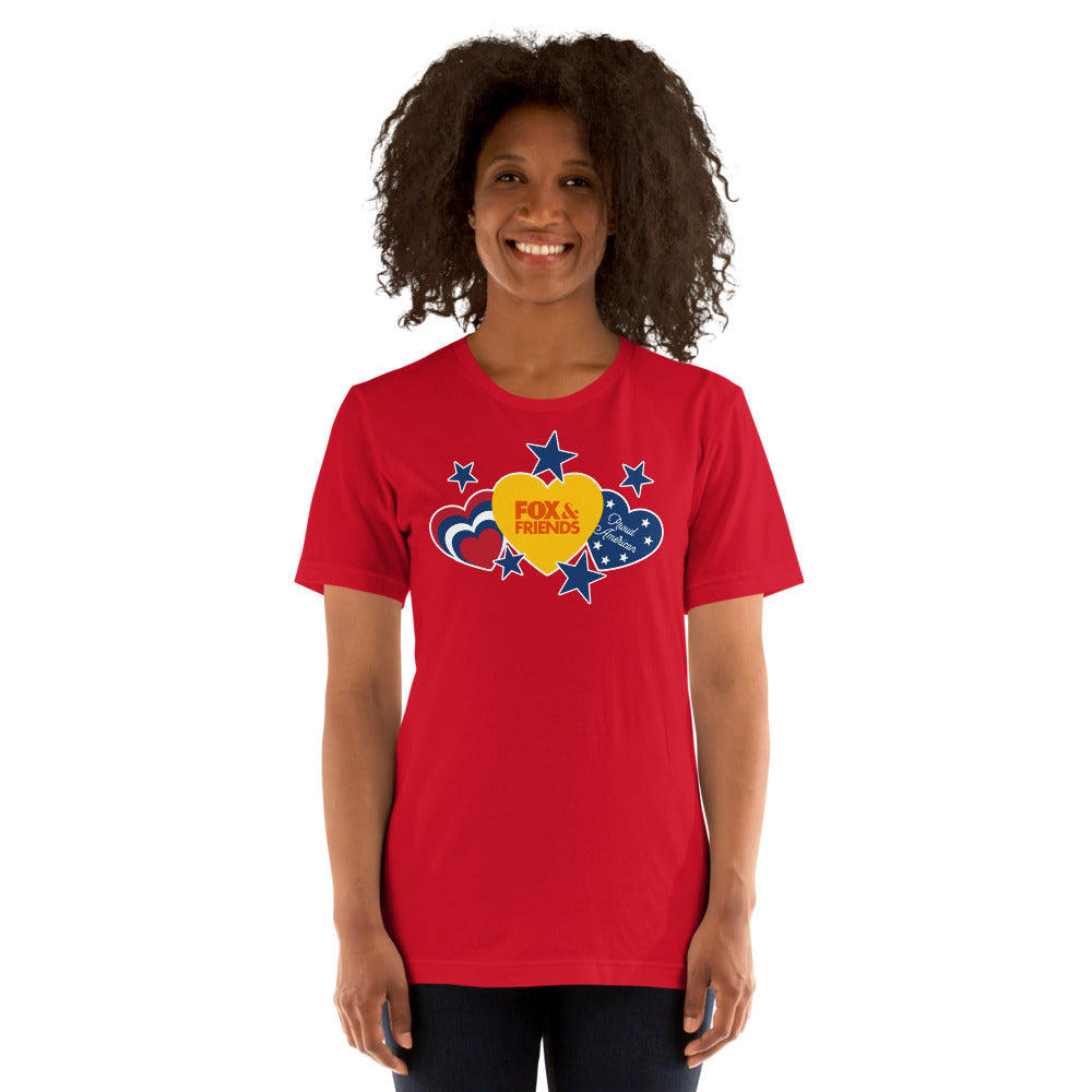 FOX & Friends Proud American Hearts And Stars T-Shirt
