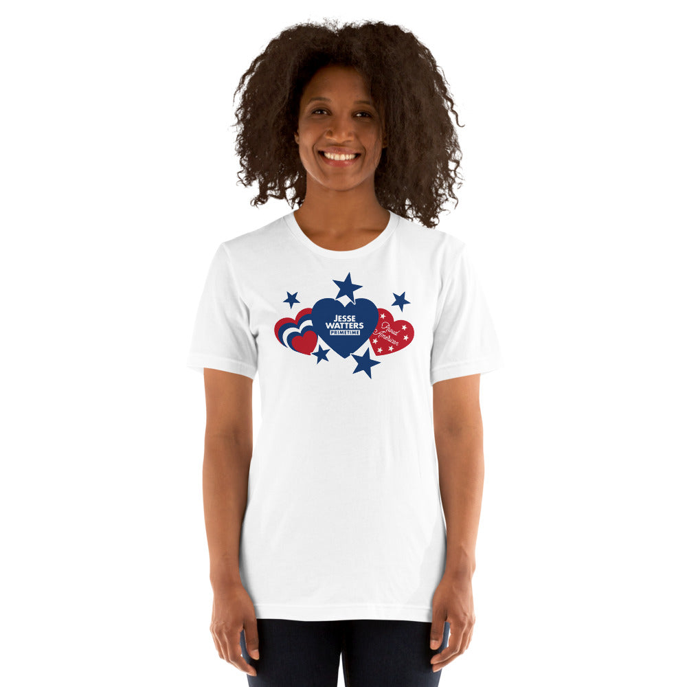 Jesse Watters Proud American Hearts And Stars T-Shirt