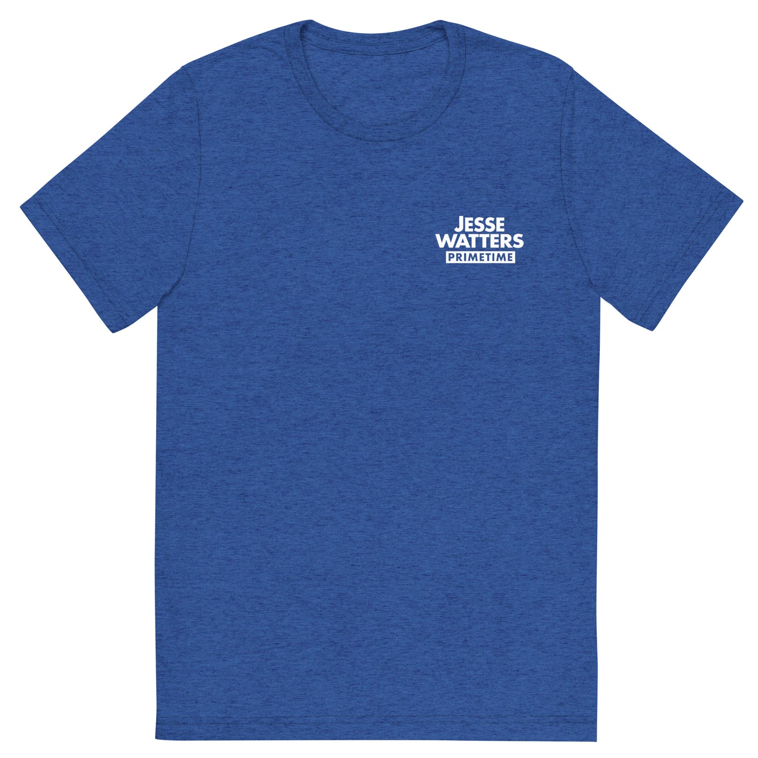 A patriotic American lifestyle setting showcasing the official Jesse Watters Primetime graphic tee folded neatly.