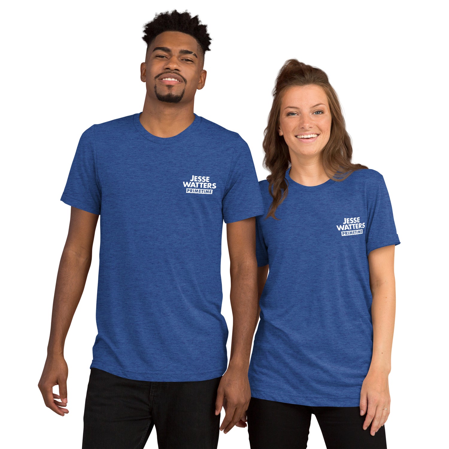 A clean product shot of the front of the Jesse Watters Primetime t-shirt highlighting the official show branding.